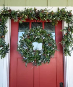 Christmas Greenery Village Lighting Company 9 Ft. Pre-Lit LED Rustic White Berry Garland -Christmas Tree Decorations Shop village lighting company christmas garland v 20686 44 1000