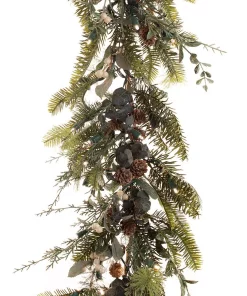 Christmas Greenery Village Lighting Company 9 Ft. Pre-Lit LED Rustic White Berry Garland