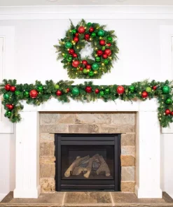 Christmas Greenery Village Lighting Company 9 Ft. Pre-Lit LED Christmas Cheer Garland -Christmas Tree Decorations Shop village lighting company christmas garland v 20708 44 1000