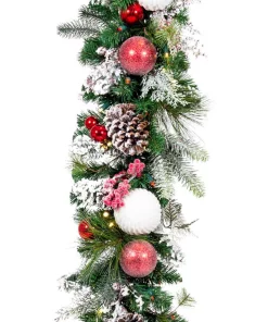 Christmas Greenery Village Lighting Company 9 Ft. Pre-Lit LED Frosted Wonderland Garland