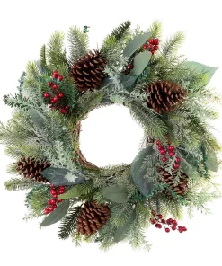 Christmas Greenery Village Lighting Company 24 In. Winter Frost Wreath