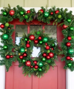 Christmas Greenery Village Lighting Company 30 In. Pre-Lit LED Christmas Cheer Wreath -Christmas Tree Decorations Shop village lighting company christmas wreaths v 20706 4f 1000
