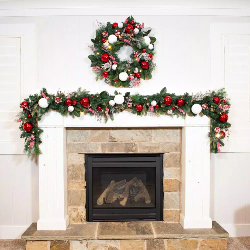 Christmas Greenery Village Lighting Company 30 In. Pre-Lit LED Nordic Wreath 5 Christmas Greenery Village Lighting Company 30 In. Pre-Lit LED Nordic Wreath - Image 5