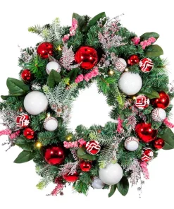 Christmas Greenery Village Lighting Company 30 In. Pre-Lit LED Nordic Wreath