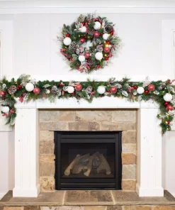 Christmas Greenery Village Lighting Company 30 In. Pre-Lit LED Frosted Wonderland Wreath -Christmas Tree Decorations Shop village lighting company christmas wreaths v 20715 1f 1000