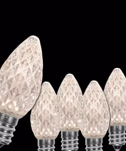 Christmas Lights Wintergreen Lighting OptiCore C7 LED Warm White Faceted Christmas Light Bulbs (25-Pack)