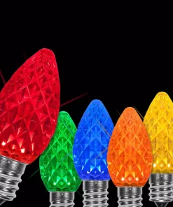 Christmas Lights Wintergreen Lighting OptiCore C7 LED Multi-Color Faceted Christmas Light Bulbs (25-Pack)