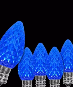 Christmas Lights Wintergreen Lighting OptiCore C7 LED Blue Faceted Christmas Light Bulbs (25-Pack)