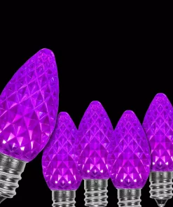 Christmas Lights Wintergreen Lighting OptiCore C7 LED Purple Faceted Replacement Light Bulbs (25-Pack)