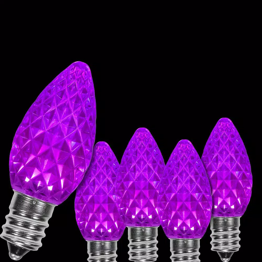 Christmas Lights Wintergreen Lighting OptiCore C7 LED Purple Faceted Replacement Light Bulbs (25-Pack) 1 Christmas Lights Wintergreen Lighting OptiCore C7 LED Purple Faceted Replacement Light Bulbs (25-Pack)