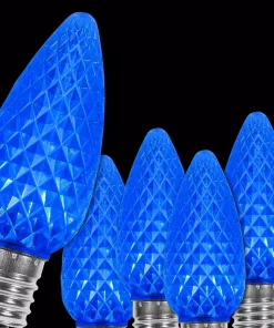 Christmas Lights Wintergreen Lighting OptiCore C9 LED Blue Faceted Christmas Light Bulbs (25-Pack)