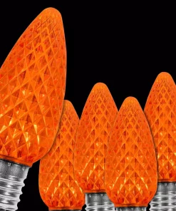 Christmas Lights Wintergreen Lighting OptiCore C9 LED Orange Faceted Replacement Bulbs (25-Pack)