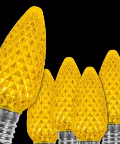 Christmas Lights Wintergreen Lighting OptiCore C9 LED Gold Faceted Christmas Light Bulbs (25-Pack)