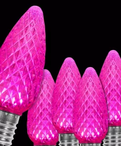 Christmas Lights Wintergreen Lighting OptiCore C9 LED Pink Faceted Christmas Light Bulbs (25-Pack)