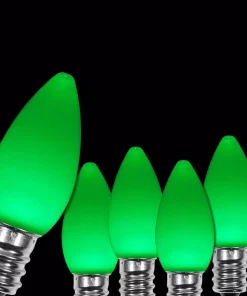 Christmas Lights Wintergreen Lighting OptiCore C7 LED Green Smooth/Opaque Christmas Light Bulbs (25-Pack)