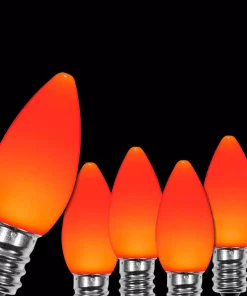 Christmas Lights Wintergreen Lighting OptiCore C7 LED Orange Smooth/Opaque Replacement Light Bulbs (25-Pack)