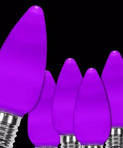 Christmas Lights Wintergreen Lighting OptiCore C9 LED Purple Smooth/Opaque Replacement Light Bulbs (25-Pack)