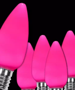 Christmas Lights Wintergreen Lighting OptiCore C9 LED Pink Smooth/Opaque Christmas Light Bulbs (25-Pack)