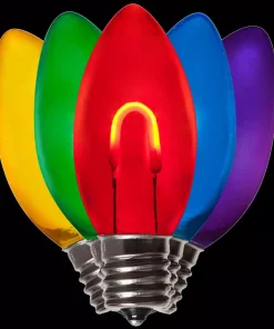 Christmas Lights Wintergreen Lighting FlexFilament C9 LED Shatterproof Multi-Color Vintage Edison Christmas Light Bulbs (5-Pack)