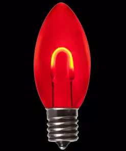 Christmas Lights Wintergreen Lighting FlexFilament C9 LED Shatterproof Red Vintage Edison Christmas Light Bulbs (5-Pack)