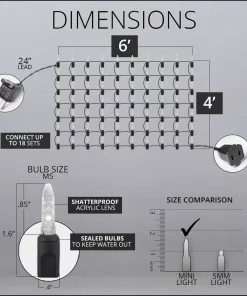Christmas Lights Wintergreen Lighting 48 In. X 72 In. 100-Light M5 LED Green Net Light Set -Christmas Tree Decorations Shop wintergreen lighting christmas net lights 72500 1f 1000