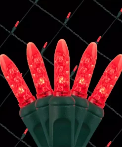 Christmas Lights Wintergreen Lighting 48 In. X 72 In. 100-Light M5 LED Red Net Light Set