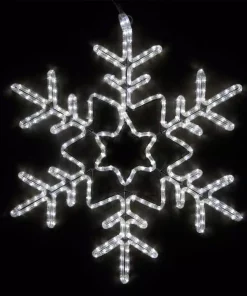 Christmas Lights Wintergreen Lighting 28 In. 296-Light LED Cool White Hanging Snowflake With Star Center