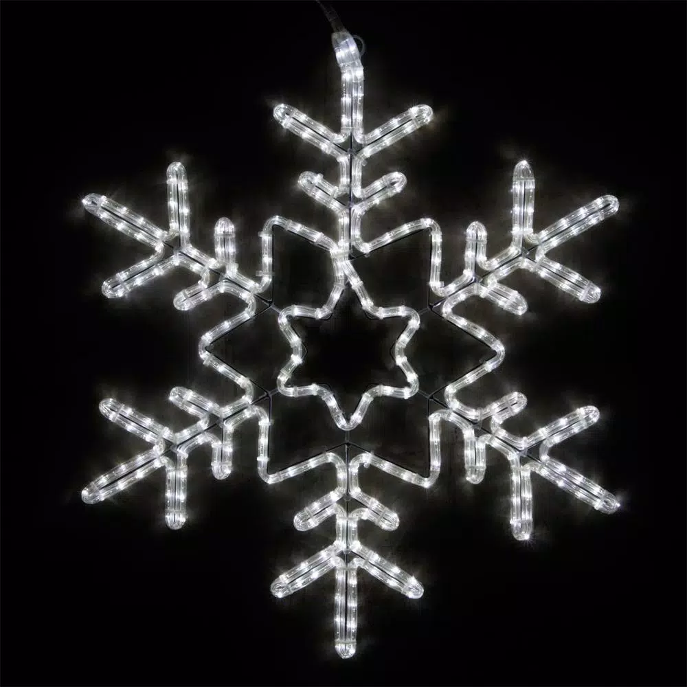 Christmas Lights Wintergreen Lighting 28 In. 296-Light LED Cool White Hanging Snowflake With Star Center 1 Christmas Lights Wintergreen Lighting 28 In. 296-Light LED Cool White Hanging Snowflake With Star Center
