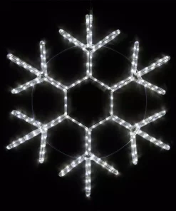 Christmas Lights Wintergreen Lighting 24 In. 138-Light LED Cool White 18 Point Hanging Snowflake Decor