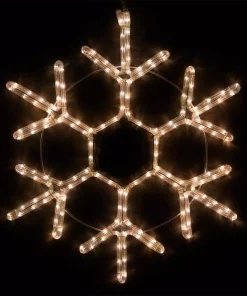 Christmas Lights Wintergreen Lighting 24 In. 138-Light LED Warm White 18 Point Hanging Snowflake Decor