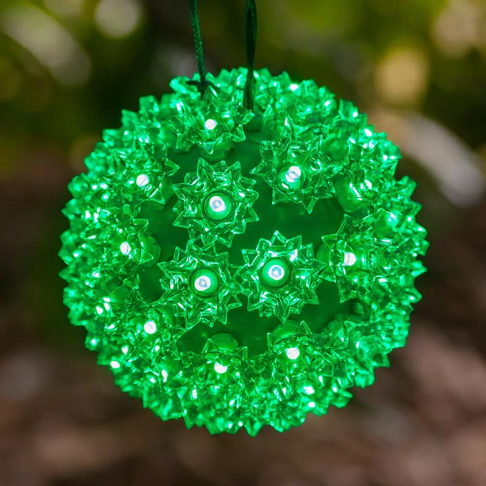 Christmas Lights Wintergreen Lighting 6 In. 70-Light LED Green Decorative Starlight Sphere 2 Christmas Lights Wintergreen Lighting 6 In. 70-Light LED Green Decorative Starlight Sphere - Image 2