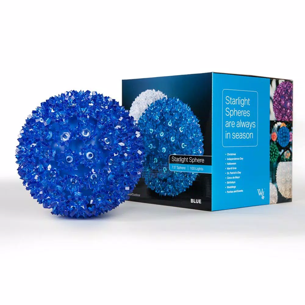 Christmas Lights Wintergreen Lighting 7.5 In. 120-Light LED Blue Decorative Starlight Sphere 5 Christmas Lights Wintergreen Lighting 7.5 In. 120-Light LED Blue Decorative Starlight Sphere - Image 5