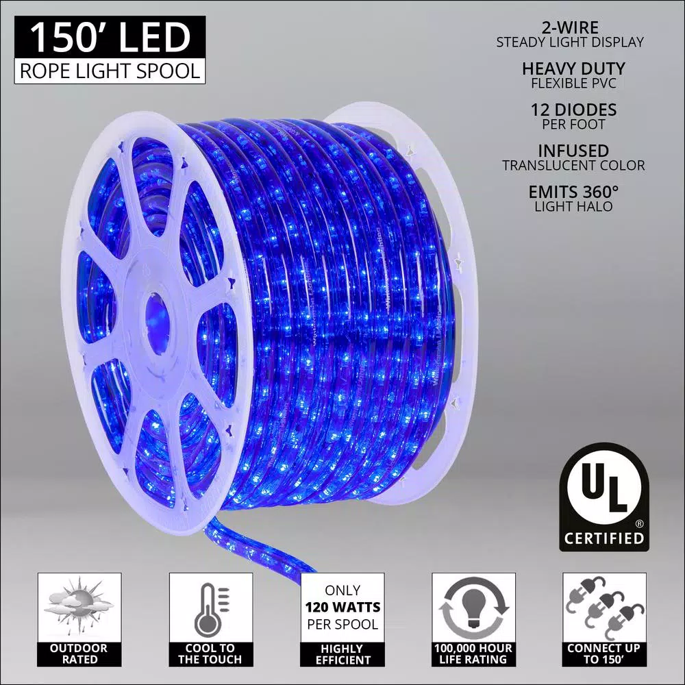 Christmas Lights Wintergreen Lighting 150 Ft. 1800-Light LED Blue Rope Light Kit 2 Christmas Lights Wintergreen Lighting 150 Ft. 1800-Light LED Blue Rope Light Kit - Image 2