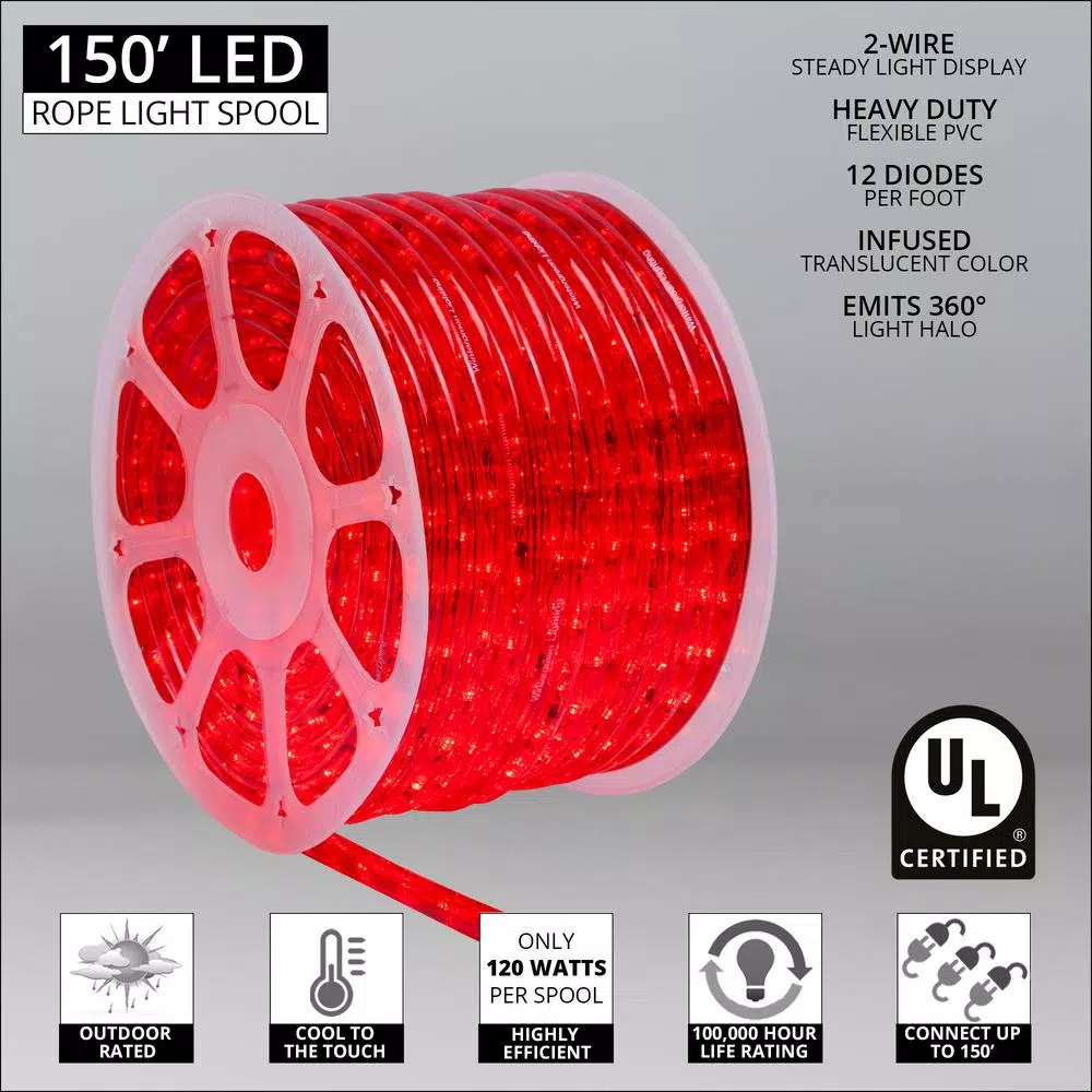 Christmas Lights Wintergreen Lighting 150 Ft. LED Red Rope Light Kit 2 Christmas Lights Wintergreen Lighting 150 Ft. LED Red Rope Light Kit - Image 2