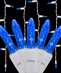 Christmas Lights Wintergreen Lighting 7 Ft. 70-Light M5 LED Blue Icicle Light Set