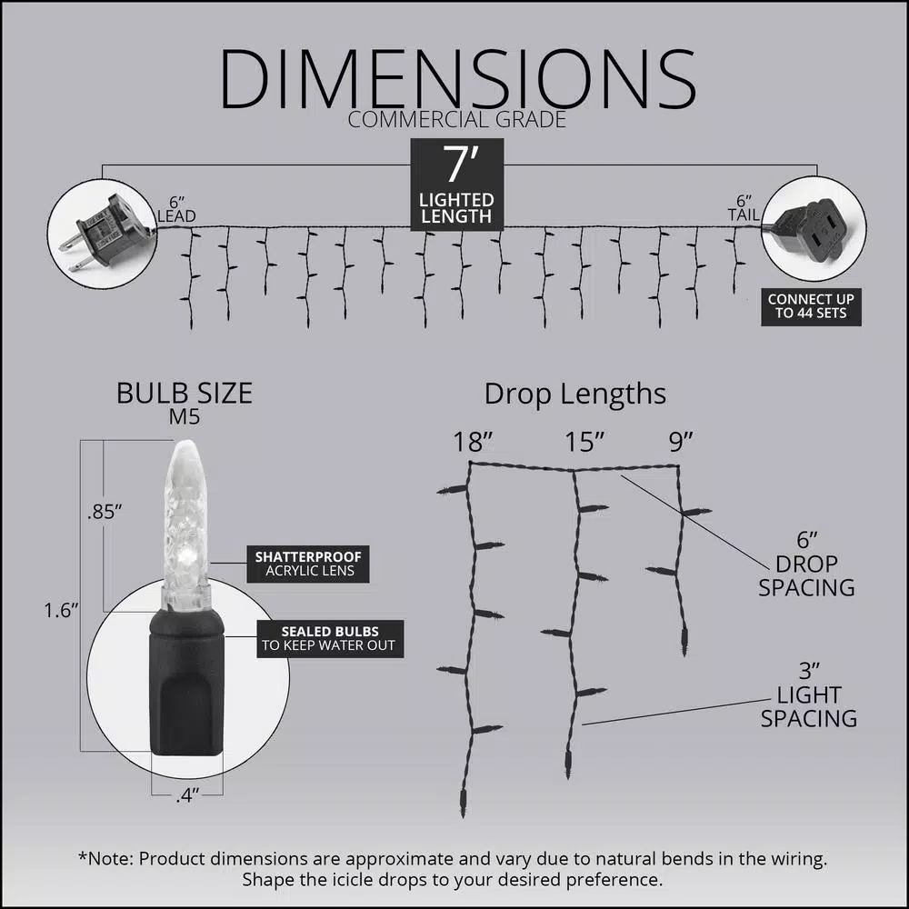 Christmas Lights Wintergreen Lighting 7 Ft. 70-Light M5 LED Blue And White Icicle Light Set 3 Christmas Lights Wintergreen Lighting 7 Ft. 70-Light M5 LED Blue And White Icicle Light Set - Image 3