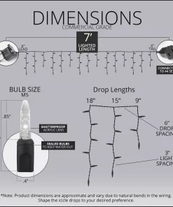 Christmas Lights Wintergreen Lighting 7 Ft. 70-Light M5 LED Cool White Icicle Light Set -Christmas Tree Decorations Shop wintergreen lighting icicle lights 20351 4f 1000