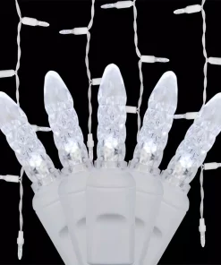 Christmas Lights Wintergreen Lighting 7 Ft. 70-Light M5 LED Cool White Icicle Light Set