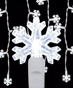 Christmas Lights Wintergreen Lighting 6.5 Ft. 70-Light LED Cool White Snowflake Icicle Light Set
