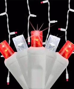 Christmas Lights Wintergreen Lighting SoftTwinkle 7 Ft. 70-Light LED Red And Cool White Icicle Light Set