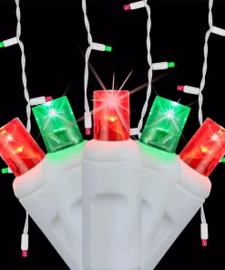 Christmas Lights Wintergreen Lighting SoftTwinkle 7 Ft. 70-Light LED Red And Green Icicle Light Set