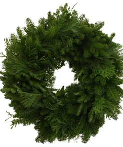 Christmas Greenery Worcester Wreath 24 In. Balsam Mixed Greens Fresh Wreath : Multiple Ship Weeks Available