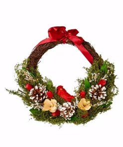 Christmas Greenery Worth Imports 13 In. Wreath With Cardinal And Foliage