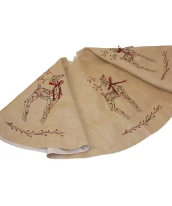 Christmas Tree Decorations Xia Home Fashions 56 In. Rustic Reindeer Jute Round Christmas Tree Skirt