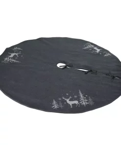 Christmas Tree Decorations Xia Home Fashions 56 In. Deer In Snowing Forest Round Christmas Tree Skirt In Dark Gray -Christmas Tree Decorations Shop xia home fashions christmas tree skirts collars xd1890556roundtsdarkgray 44 1000