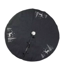 Christmas Tree Decorations Xia Home Fashions 56 In. Deer In Snowing Forest Round Christmas Tree Skirt In Dark Gray