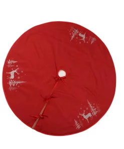 Christmas Tree Decorations Xia Home Fashions 56 In. Deer In Snowing Forest Round Christmas Tree Skirt In Red