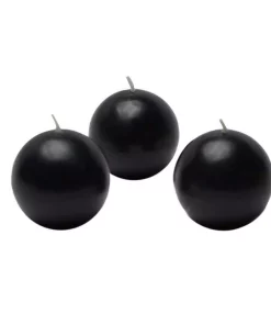 Indoor Christmas Decorations Zest Candle 2 In. Black Ball Candles (12-Box)