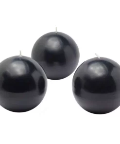 Indoor Christmas Decorations Zest Candle 3 In. Black Ball Candles (6-Box)