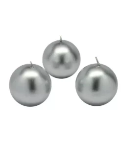 Indoor Christmas Decorations Zest Candle 2 In. Metallic Silver Ball Candles (12-Box)